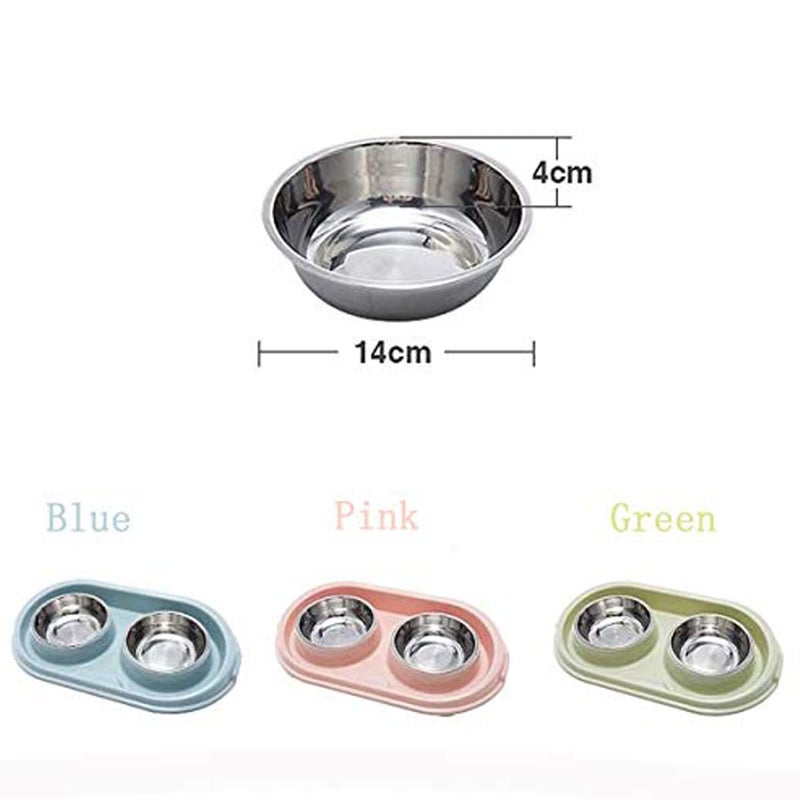 MXCELL Double Dog Cat Food Bowls, Stainless Steel Pet Bowls Dog Water Bowls with No-Spill and Non-Skid PP Station, Food Water Feeder for Cats and Small Dogs - Image 1